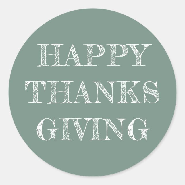 Sticker Rond Bon thanksgiving Moderne Simple Dusty Green (Devant)