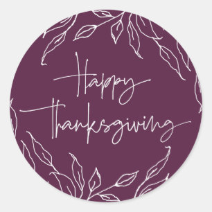 Sticker Rond Bon thanksgiving Motif pour feuille d'hiver