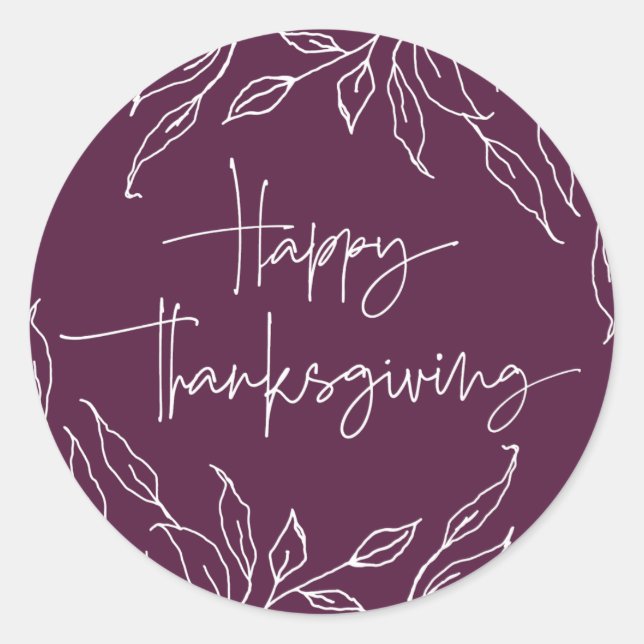 Sticker Rond Bon thanksgiving Motif pour feuille d'hiver (Devant)