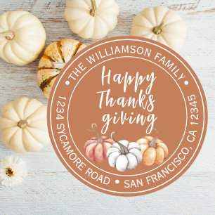 Sticker Rond Bon thanksgiving Nom de famille Adresse de retour