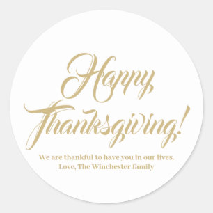 Sticker Rond Bon thanksgiving or blanc script personnalisé text