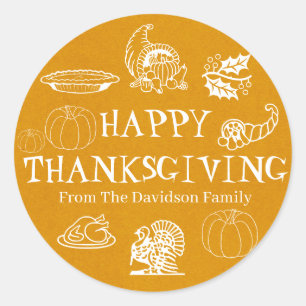 Sticker Rond Bon thanksgiving or kraft cadeau personnalisé fave