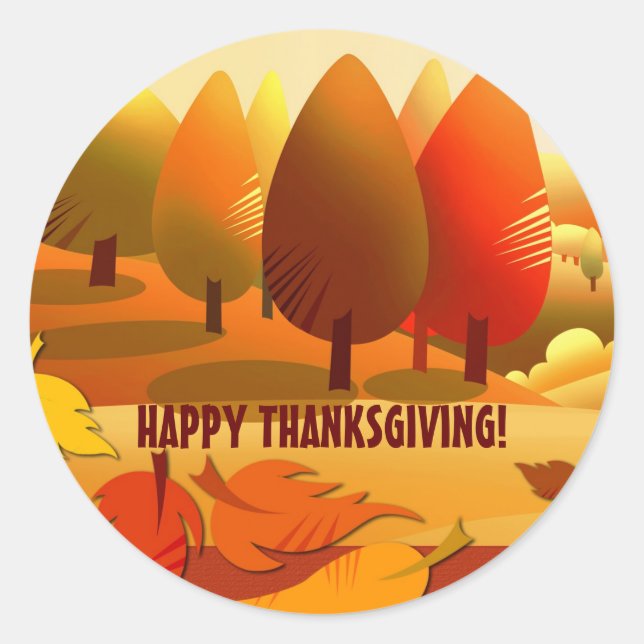 Sticker Rond Bon thanksgiving. Paysage d'automne (Devant)