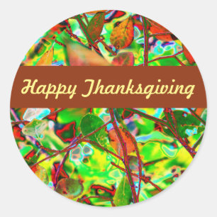 Sticker Rond Bon thanksgiving personnalisé des feuilles d'autom