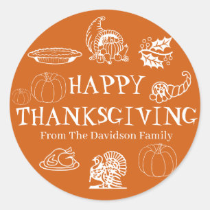 Sticker Rond Bon thanksgiving personnalisé nom cadeau faveur