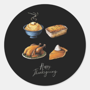 Sticker Rond Bon thanksgiving rétro Automne Citrouille