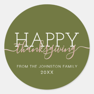 Sticker Rond Bon thanksgiving vert olive