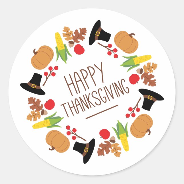 Sticker Rond Bon thanksgiving Wreath (Devant)