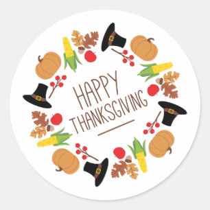 Sticker Rond Bon thanksgiving Wreath
