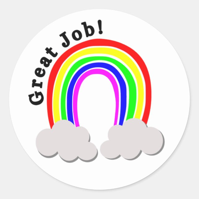 Sticker Rond Bon Travail ! Conception Rainbow (Devant)