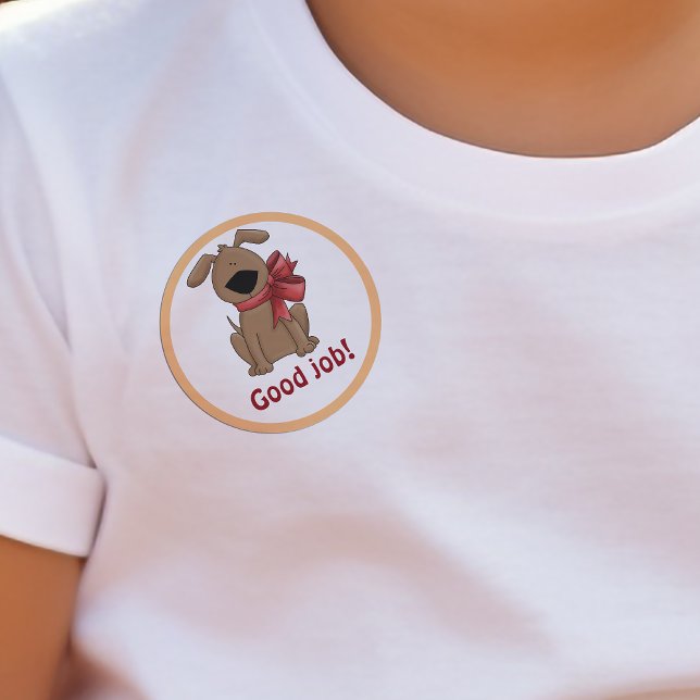 Sticker Rond Bon Travail Cute Chien Chien Chien Brown Récompens (Good Job Cute Brown Puppy Dog Reward Classic Round Sticker)