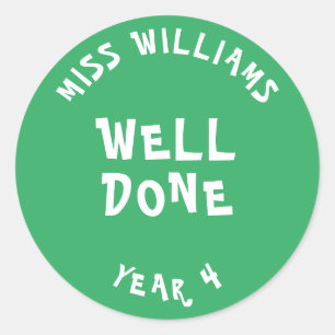 Sticker Rond Bon Travail Enseignant Encouragement Étoile Sticke