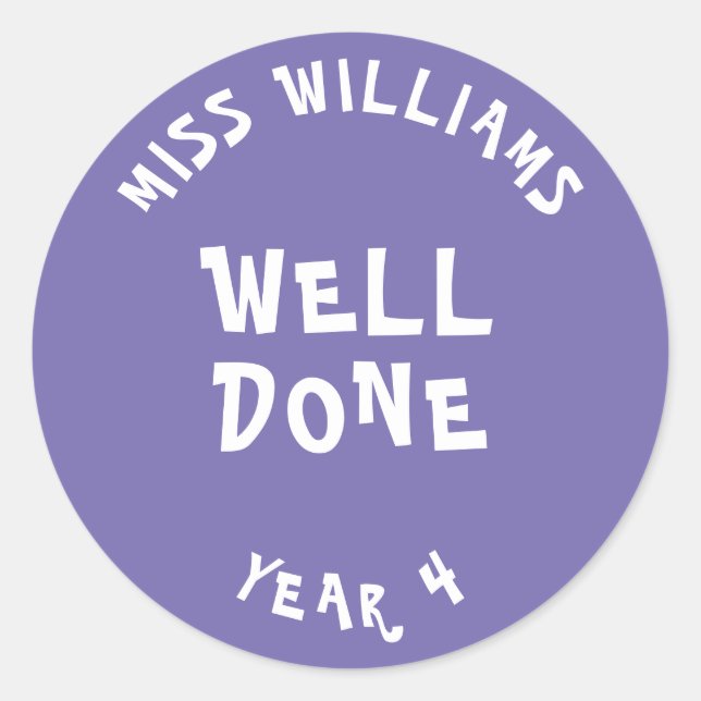 Sticker Rond Bon Travail Enseignant Encouragement Étoile Sticke (Devant)