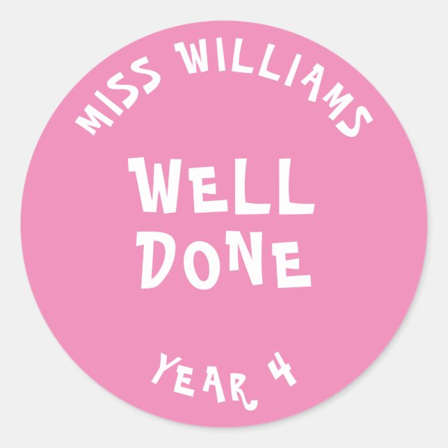 Sticker Rond Bon Travail Enseignant Encouragement Étoile Sticke (Devant)