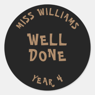 Sticker Rond Bon Travail Enseignant Encouragement Étoile Sticke