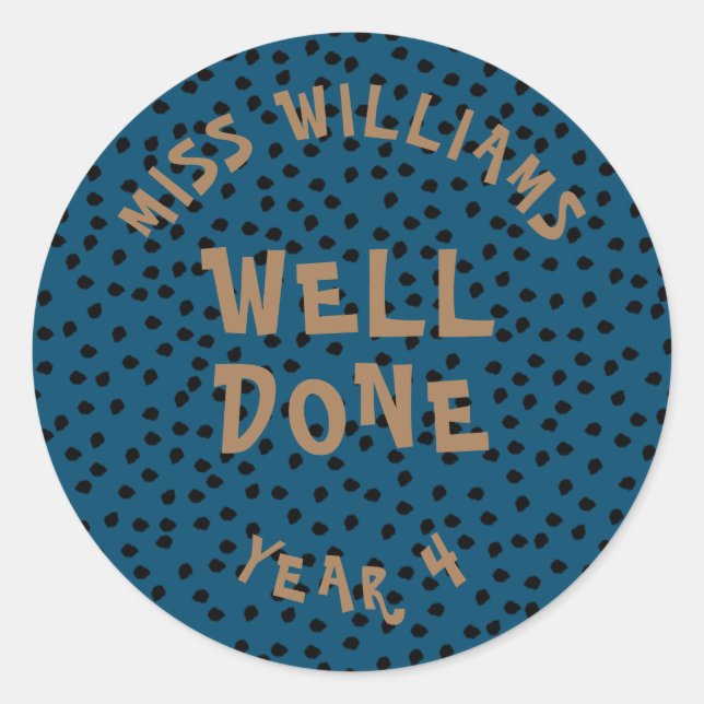 Sticker Rond Bon Travail Enseignant Encouragement Étoile Sticke (Devant)