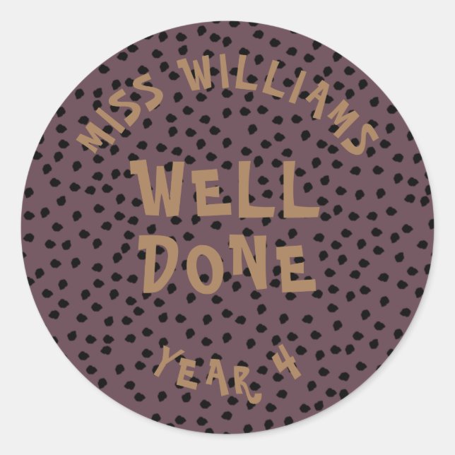 Sticker Rond Bon Travail Enseignant Encouragement Étoile Sticke (Devant)