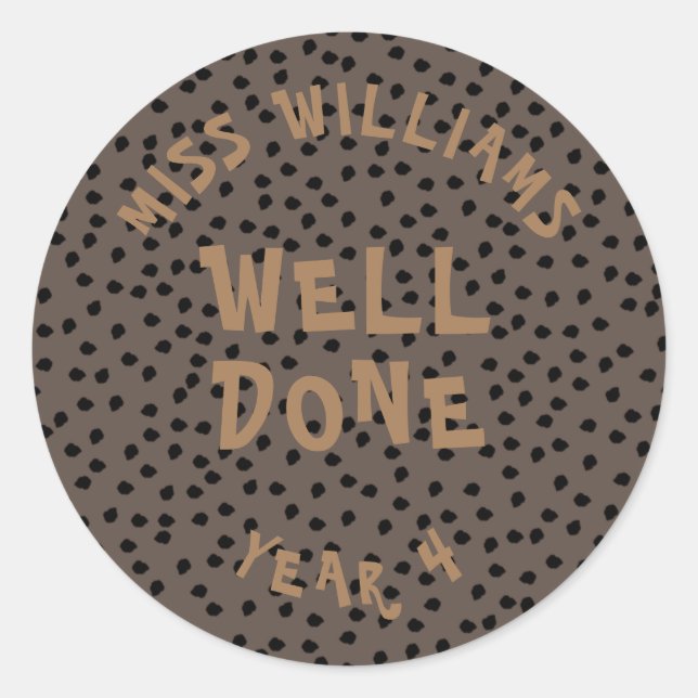 Sticker Rond Bon Travail Enseignant Encouragement Étoile Sticke (Devant)