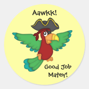 Sticker Rond Bon Travail Matey ! - Pirate Parrot