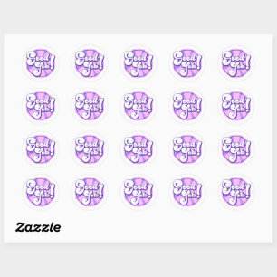 Sticker Rond Bon travail pourpre et rose