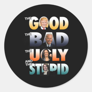 Sticker Rond Bon Trump Le Mauvais Biden Le Bon Le Mauvais Le Ma