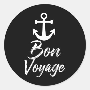 Sticker Rond Bon Voyage Nautique Ancre Cruise Ship Graphic Pour