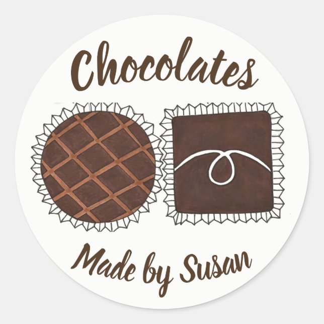Sticker Rond Bonbon chocolatier personnalisé fait maison (Devant)