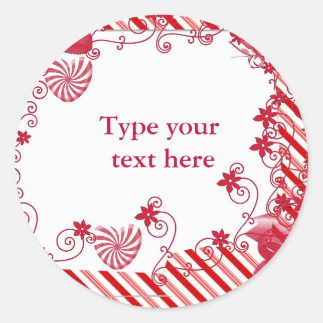 Sticker Rond Bonbons dans les vignes Balise cadeau ou enveloppe (Devant)