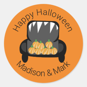 Sticker Rond Bonbons de coffre d'Halloween Citrouille Faveur d'