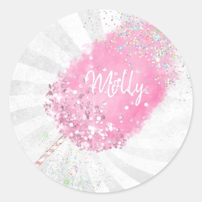 Sticker Rond Bonbons de coton parties scintillant mignonne cein (Devant)