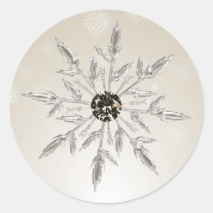Sticker Rond bonbons de mariage d'hiver en or d'argent