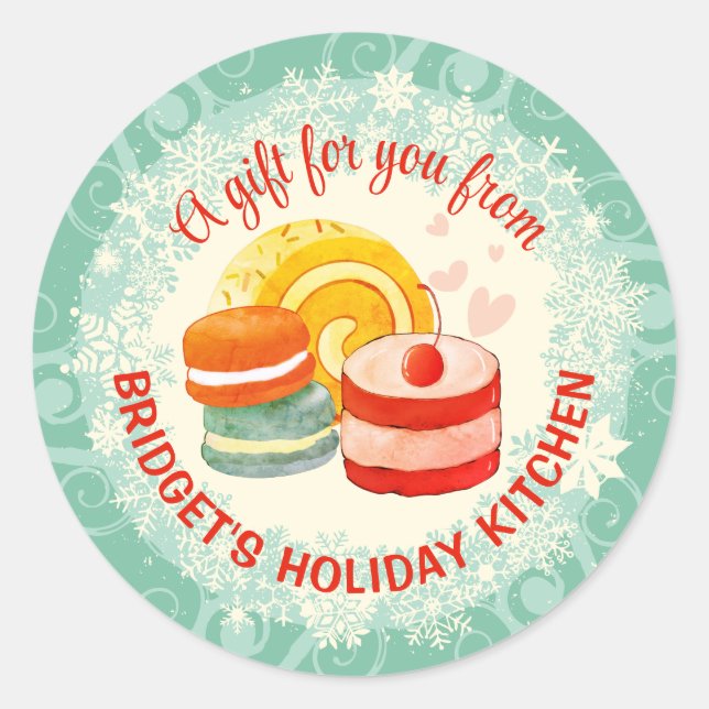 Sticker Rond Bonbons de Noël cuits dans la cuisine de (Devant)