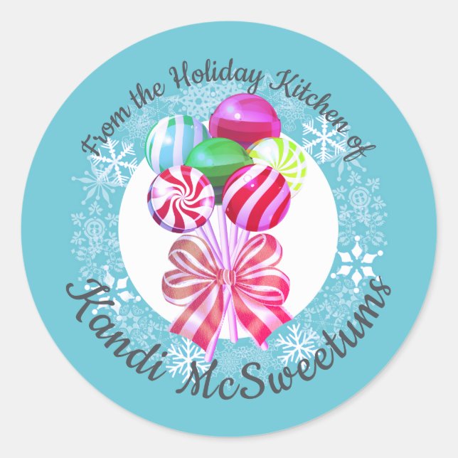 Sticker Rond Bonbons de Noël lollipops de la cuisine de (Devant)