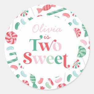 Sticker Rond Bonbons de Noël Two Sweet 2e Anniversaire