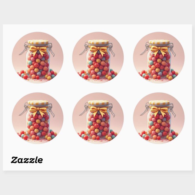 Sticker Rond bonbons et gelées (Feuille)