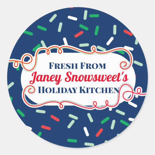 Sticker Rond Bonbons glaçant saupoudrer le biscuit de Noël à (Devant)