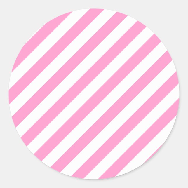 Sticker Rond Bonbons rose et blanc. (Devant)