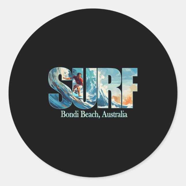 Sticker Rond Bondi Beach, Australie Plage Surf (Devant)