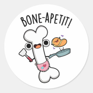 Sticker Rond Bone Apetit Funny Cuisine Pun