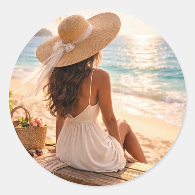 Sticker Rond Bonheur de l'heure dorée (Devant)