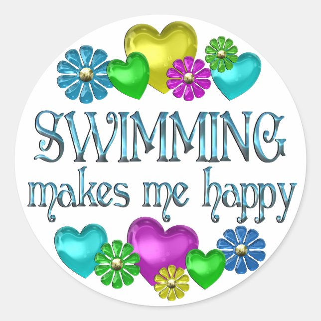 Sticker Rond Bonheur nager (Devant)
