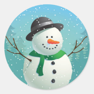 Sticker Rond Bonhomme de neige