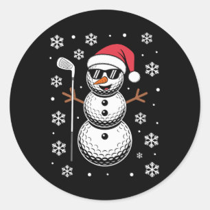 Sticker Rond Bonhomme de neige balle de golf de Noël Santa Lune