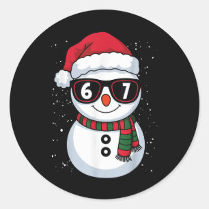 Sticker Rond Bonhomme de neige drôle Six Sept Noël 67 Mème Gen