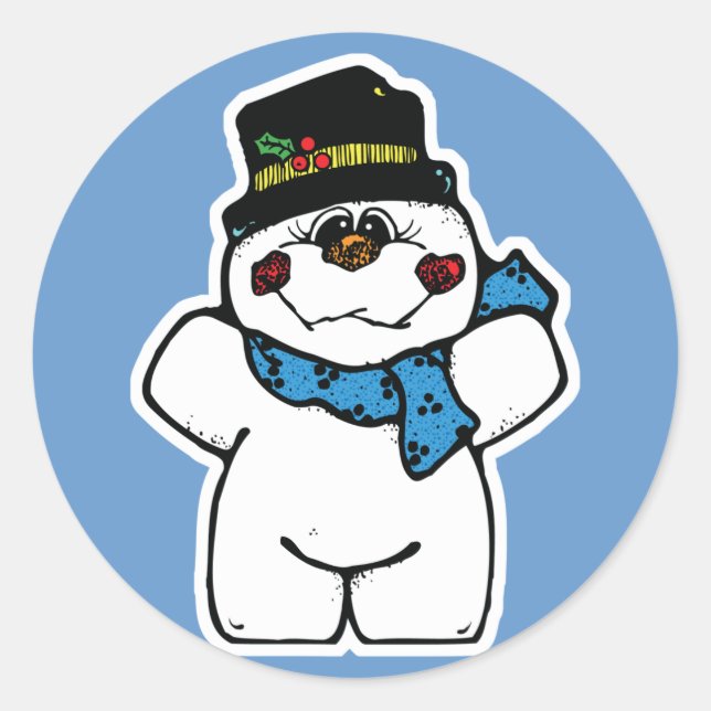 Sticker Rond bonhomme de neige heureux (Devant)