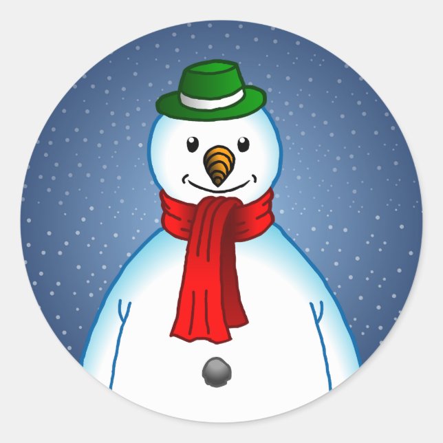 Sticker Rond Bonhomme de neige joyeux (Devant)