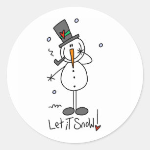Sticker Rond Bonhomme de neige Laissez tomber la neige