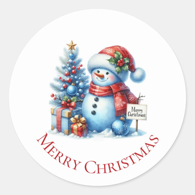 Sticker Rond Bonhomme de neige Noël (Devant)