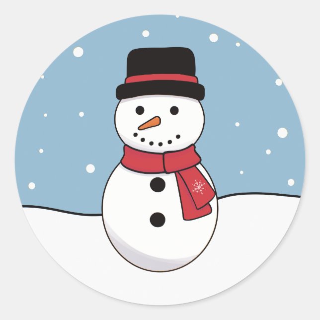 Sticker Rond Bonhomme de neige Noël (Devant)