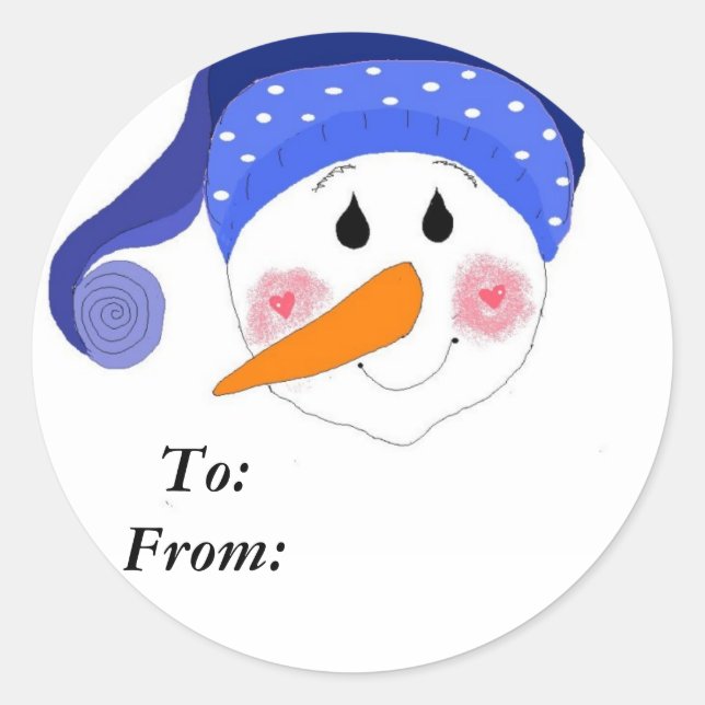 Sticker Rond Bonhomme de neige souriant (Devant)